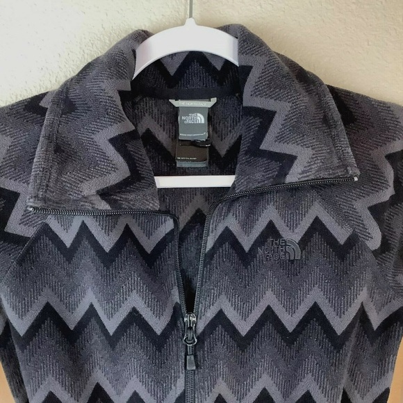 The North Face Jacket Women's Black Gray Terry Fleece Zip Front Tie waist - Picture 5 of 13